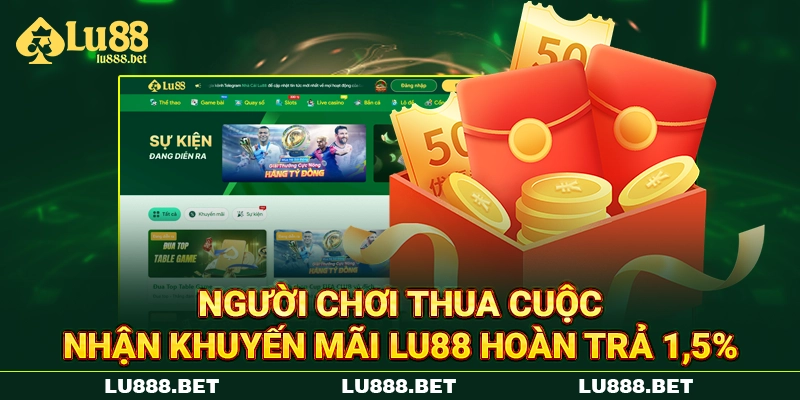 Người chơi thua cuộc nhận khuyến mãi LU88 hoàn trả 1,5%